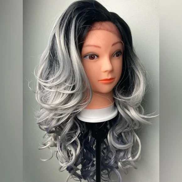 Black Grey Lace Front Wigs